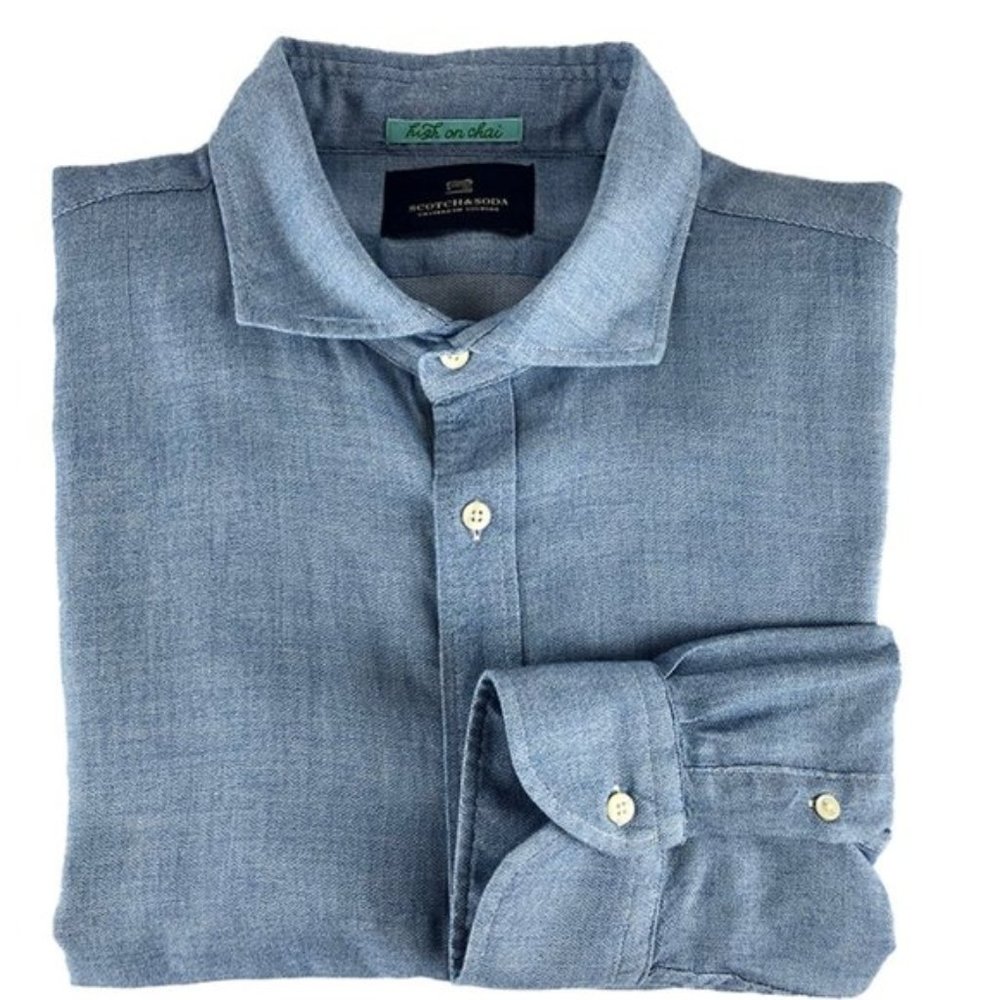 Scotch & Soda High on Chai Blue Button Up Shirt XL